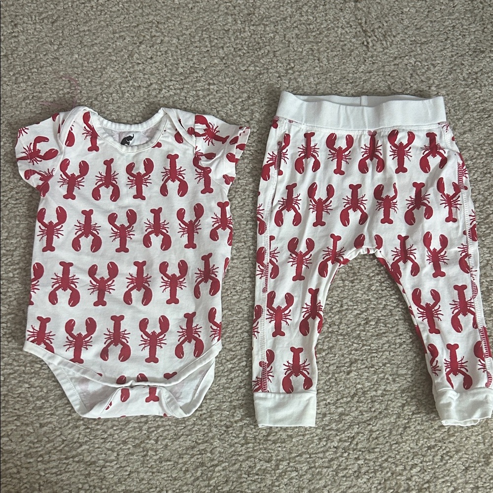 Baby Lobster Print Onesie & Pants Set - White & Red Monica & Andy 9-12 months